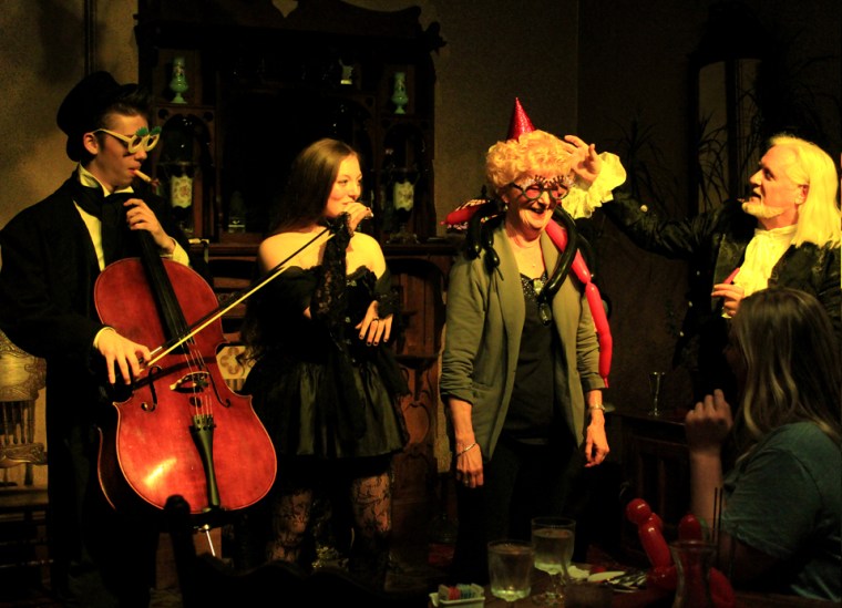 Aidan McClave as Kreepy H. Krawler,  Misha Cassella-blackburn as Parthenia Goste, R. O'Donnell as The Kreep, and Ares Altamirano as Jack Frost - photo by Naiomi Chorneau